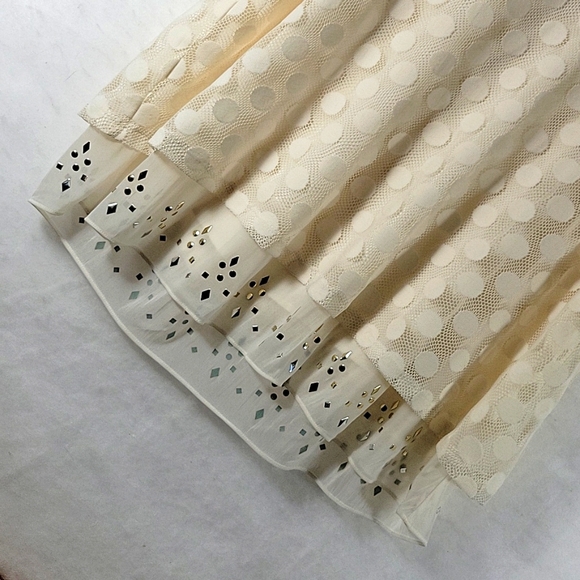 Valerie Stevens Sleeveless Polka-dot Layered Blouse w Embellished Hemline Size M - Picture 4 of 6